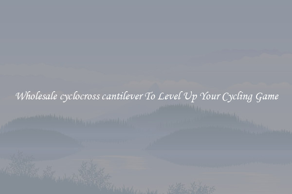Wholesale cyclocross cantilever To Level Up Your Cycling Game